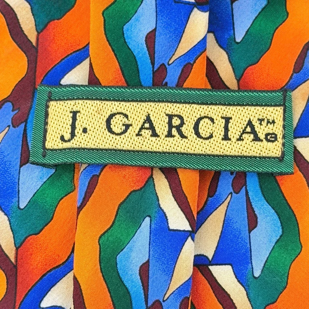 J Garcia Necktie Mens OS Multicolor Butterfly Study Abstract Silk Vintage Tie